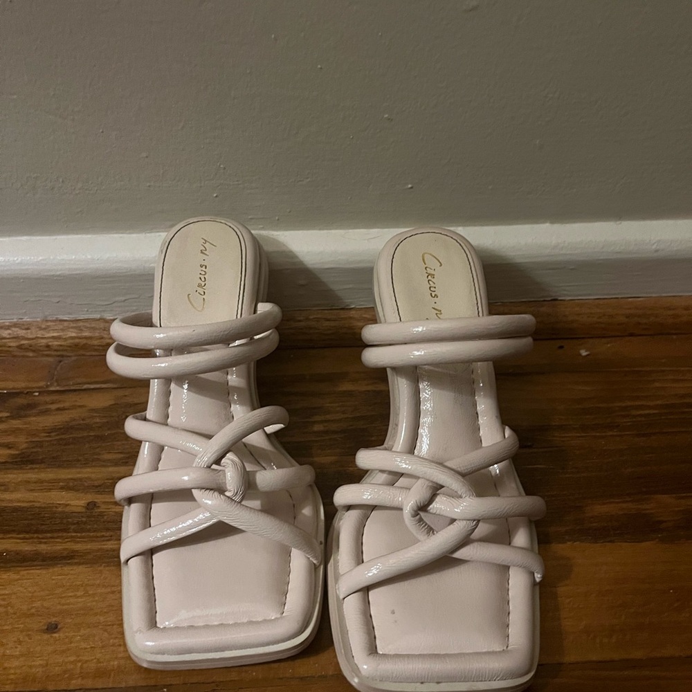 Circus NY square toe cream mini heels
